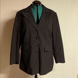 Pink pinstripe long suit coat Lane Bryant 24